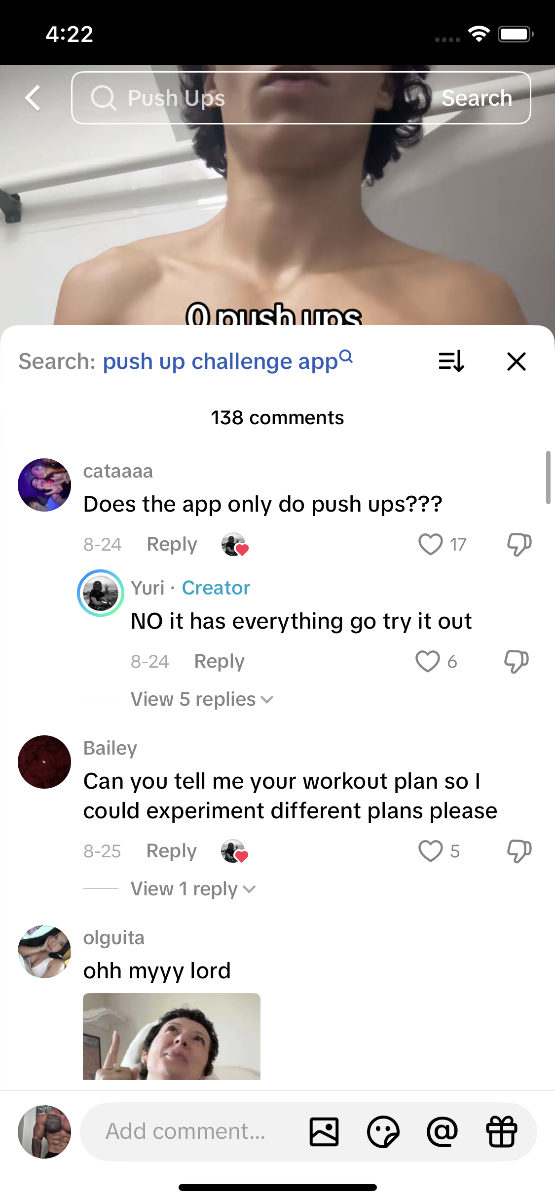 Questions and replies on a TikTok fitness video