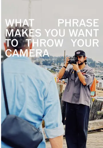VSCO video cover: a photographer at a VSCO photo walk with the question what phrase makes you want to throw your camera