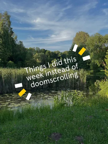 Headspace photo post cover: a lake and reeds with the text things I did this week instead of doomscrolling, its most-viewed post and one of the four with few likes