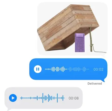A wooden crate trap baited with a purple mattress squishy, Purple's post that lines up with a brand search