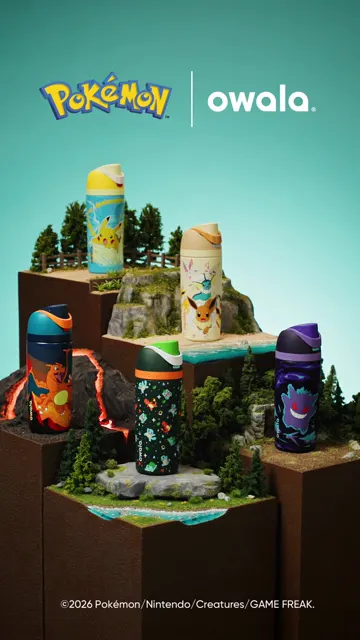 Owala and Pokémon bottles standing on a model landscape, Owala's most-viewed recent post and the one whose comments we read.