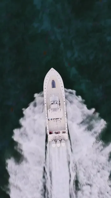Aerial view of a fishing boat at sea, YETI's offshore video and its most-viewed recent post.